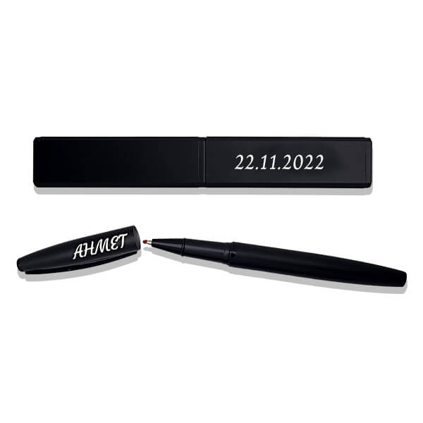 Kişiye Özel Siyah Metal Kutulu Roller Kalem